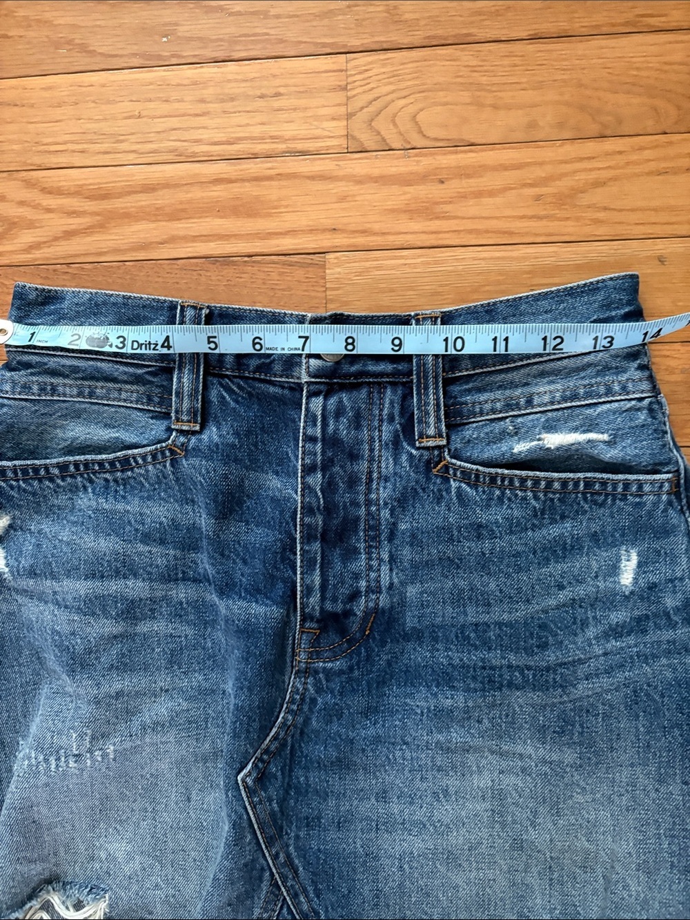 Madewell Distressed Dark Blue Denim Mini Skirt - Picture 9 of 11